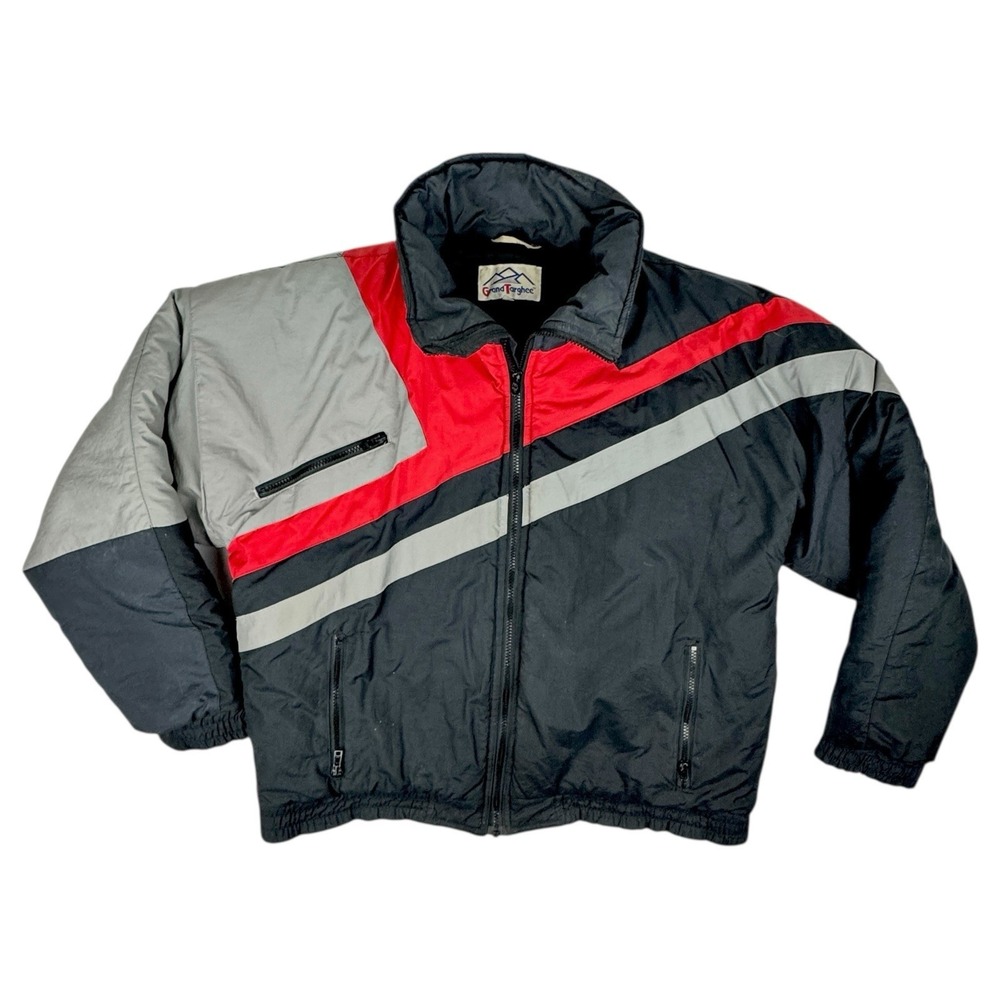 Grand Targhee Vintage 90s Mens Large‎ Ski Jacket Winter Coat Black Gray Red